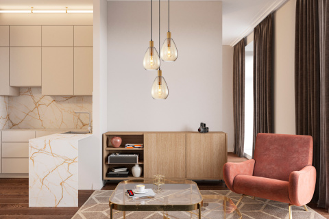 Lampa wisząca Zulo kule bursztynowe PND-27812-3A-BRO-AMB