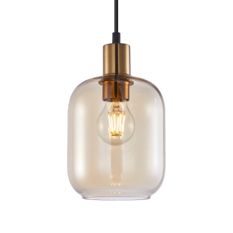 Lampa wisząca klosz bursztynowy Norlis PND-54738A-1-BRO-AMB