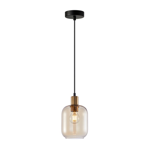 Lampa wisząca klosz bursztynowy Norlis PND-54738A-1-BRO-AMB
