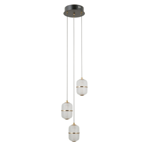 Lampa wisząca kryształowa, złota ALANI PND-34375-3-BK
