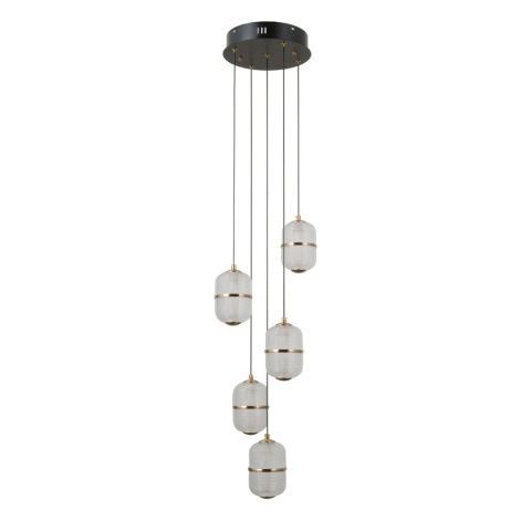 Lampa wisząca kryształowa, złota ALANI PND-34375-5-B