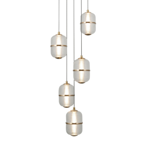 Lampa wisząca kryształowa, złota ALANI PND-34375-5-B