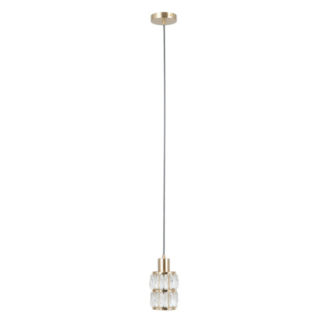 Lampa wisząca kryształowa, złota ALMA PND-40668-1-HBR