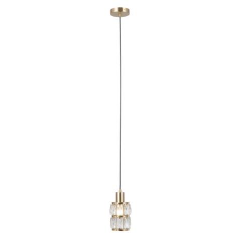 Lampa wisząca kryształowa, złota ALMA PND-40668-1-HBR