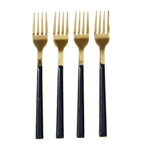 Zestaw 4 widelczyków deserowych Charlotte złote/czarne