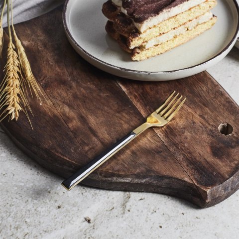 Zestaw 4 widelczyków deserowych Charlotte złote/czarne