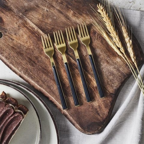 Zestaw 4 widelczyków deserowych Charlotte złote/czarne