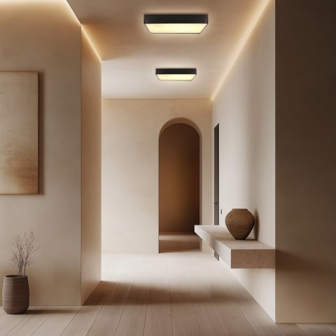 Quattro lampa sufitowa plafon kwadrat czarny 35x35 18W LED 4000K klosz bia³y