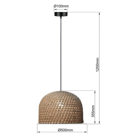 Rattanowa lampa wisząca Kanso 50 cm jasne drewno 1xE27
