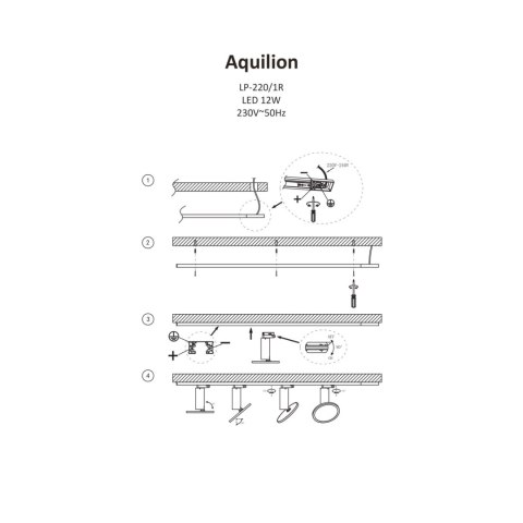 Zestaw oświetlenia szynowego Aquilion SET 1F czarny LED 3000K