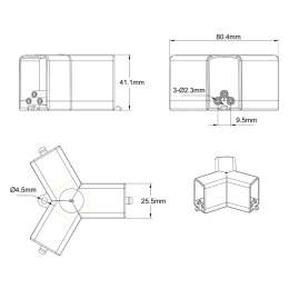 Łącznik 3L 120 elektryczny do oświetlenia modułowego Geometric System New