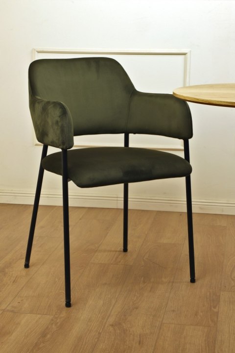 Krzesło Lima welurowe z podłokietnikami zielone