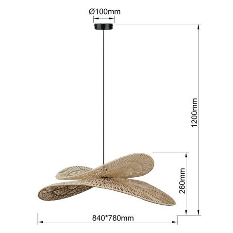 Rattanowa lampa wisząca Raya naturalna 1xE27