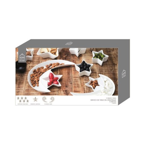 Zestaw 9 naczyń do serwowania Starry Night biały