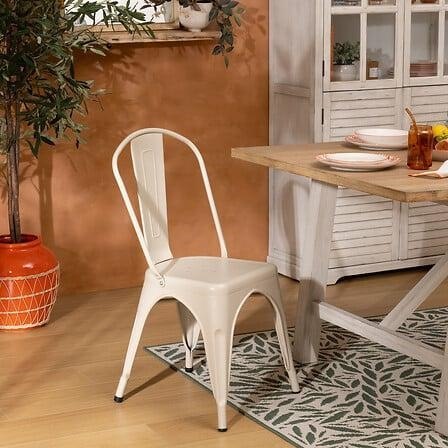 Krzesło Paris Edge metalowe kremowe