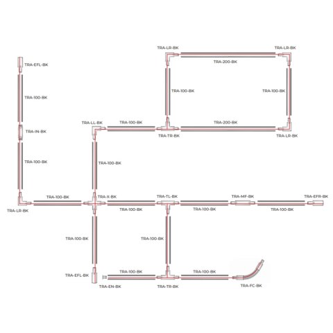 Łącznik L prawy do szyn 3F czarny TRA-LR-BK