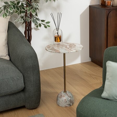 Stolik boczny Nema beżowy marmur