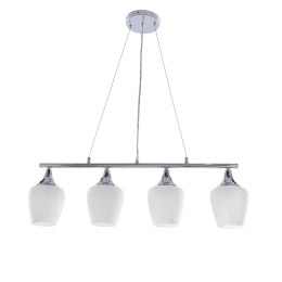 ELECTRA lampa wisząca chromowa 4x60W E27 białe klosze nowoczesna lampa sufitowa do salonu jadalni kuchni efektowny design