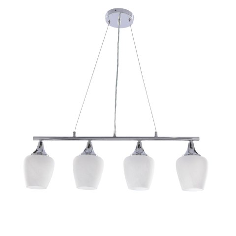 ELECTRA lampa wisząca chromowa 4x60W E27 białe klosze nowoczesna lampa sufitowa do salonu jadalni kuchni efektowny design