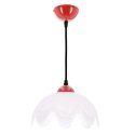 Lampa wisząca COLORI z białym kloszem i czerwonym akcentem- nowoczesne oświetlenie do wnętrz