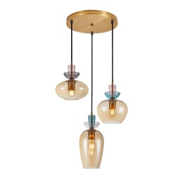 Lampa wisząca kolorowa nowoczesna Fanda PND-31882-3A-GD-AMB