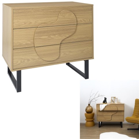Komoda Calypso z 3 szufladami dąb/czarna