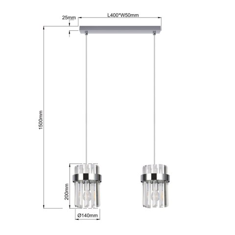 Lampa wisząca Vetro chrom 2xE14
