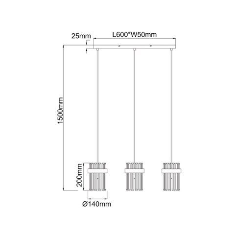 Lampa wisząca Vetro chrom 3xE14