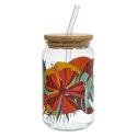 Szklanka Exotic Paradise 450ml ze słomką i bambusową pokrywką
