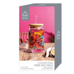 Szklanka Exotic Paradise 450ml ze słomką i bambusową pokrywką