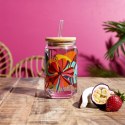Szklanka Exotic Paradise 450ml ze słomką i bambusową pokrywką