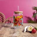 Szklanka Exotic Paradise 450ml ze słomką i bambusową pokrywką