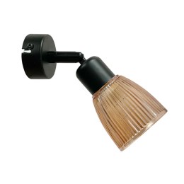 Kinkiet AMCOS czarny 1x40W E14 bursztynowy klosz nowoczesna lampa ścienna do salonu sypialni korytarza