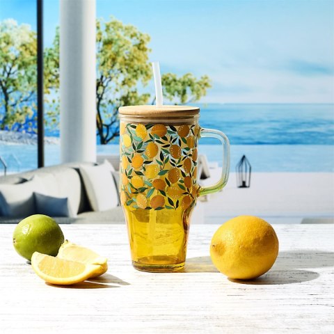 Kubek z pokrywką i słomką Soleo 650ml cytryny