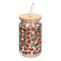 Szklanka z pokrywką i słomką Soleo 530ml poziomki