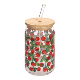 Szklanka z pokrywką i słomką Soleo 530ml poziomki