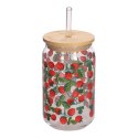 Szklanka z pokrywką i słomką Soleo 530ml poziomki