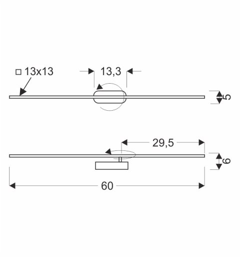 Kinkiet BAGETTE 60 czarny 8W LED 4000K nowoczesna lampa ścienna do salonu sypialni przedpokoju biura