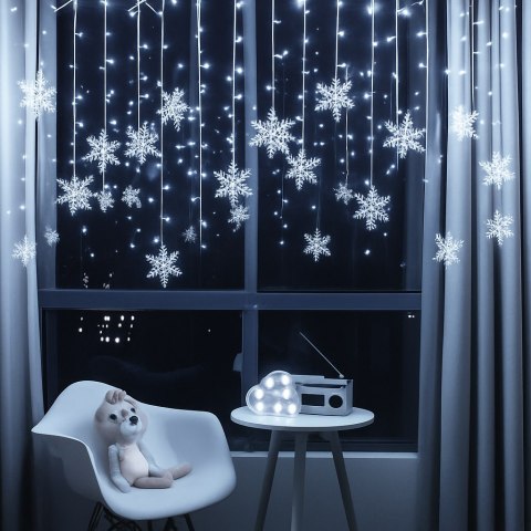 Łańcuch świetlny płatki śniegu 40L CW 6W barwa zimna