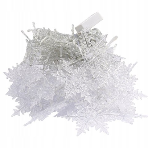 Łańcuch świetlny płatki śniegu 40L CW 6W barwa zimna