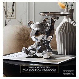 Figurka Miś origami z srebrną tacą srebrny