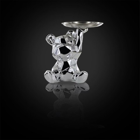 Figurka Miś origami z srebrną tacą srebrny