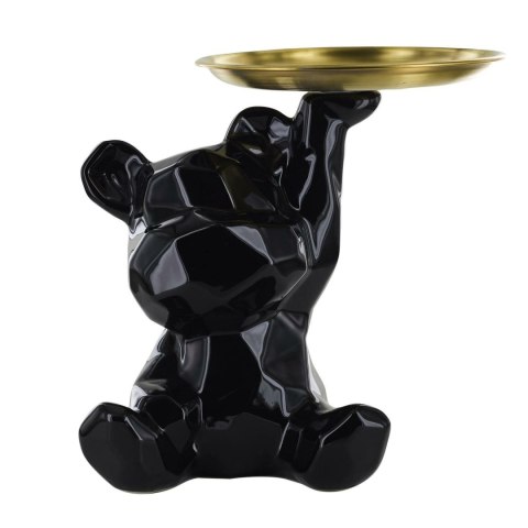 Figurka Miś origami ze złotą tacą czarna