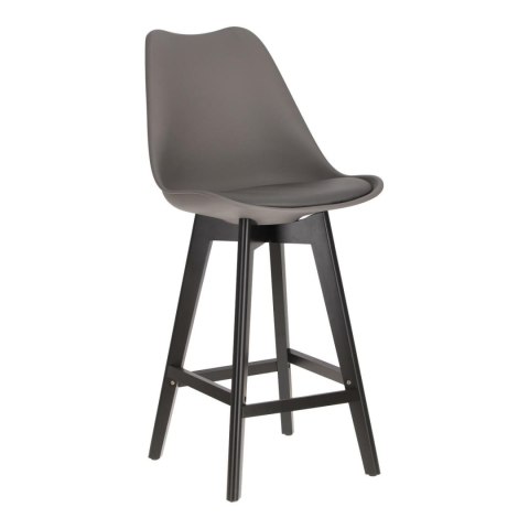 Stołek barowy Norden wood black low PP ciemny szary