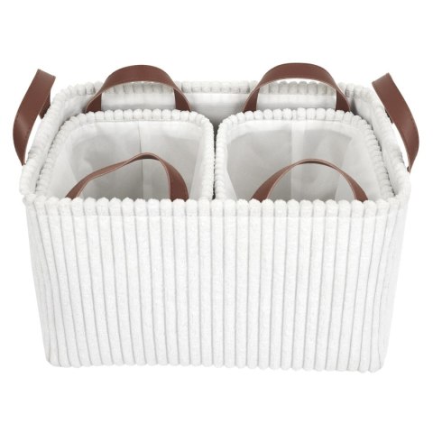 Zestaw 3 koszy Sztruks białe