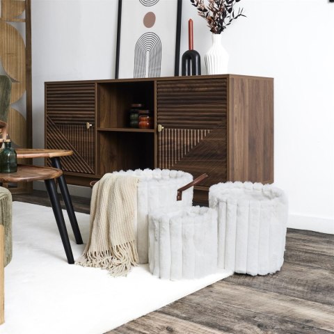 Zestaw 3 koszy tkanina Furry białe