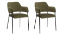 Zestaw 2 krzeseł Lima welurowych z podłokietnikami zielone