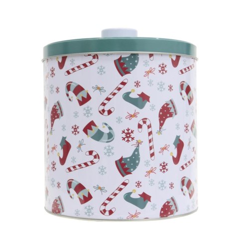 Zestaw 2 pudełek świątecznych metalowych biało/zielone