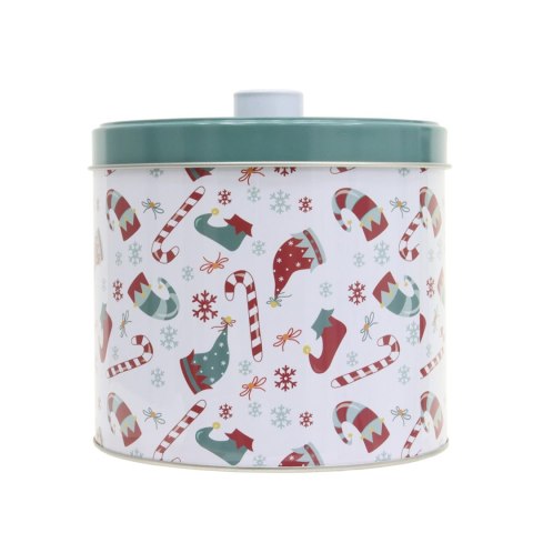 Zestaw 2 pudełek świątecznych metalowych biało/zielone