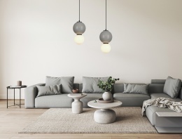 Lampa wisząca Pieve kula szara, klosz biały PND-95221-1S-GR